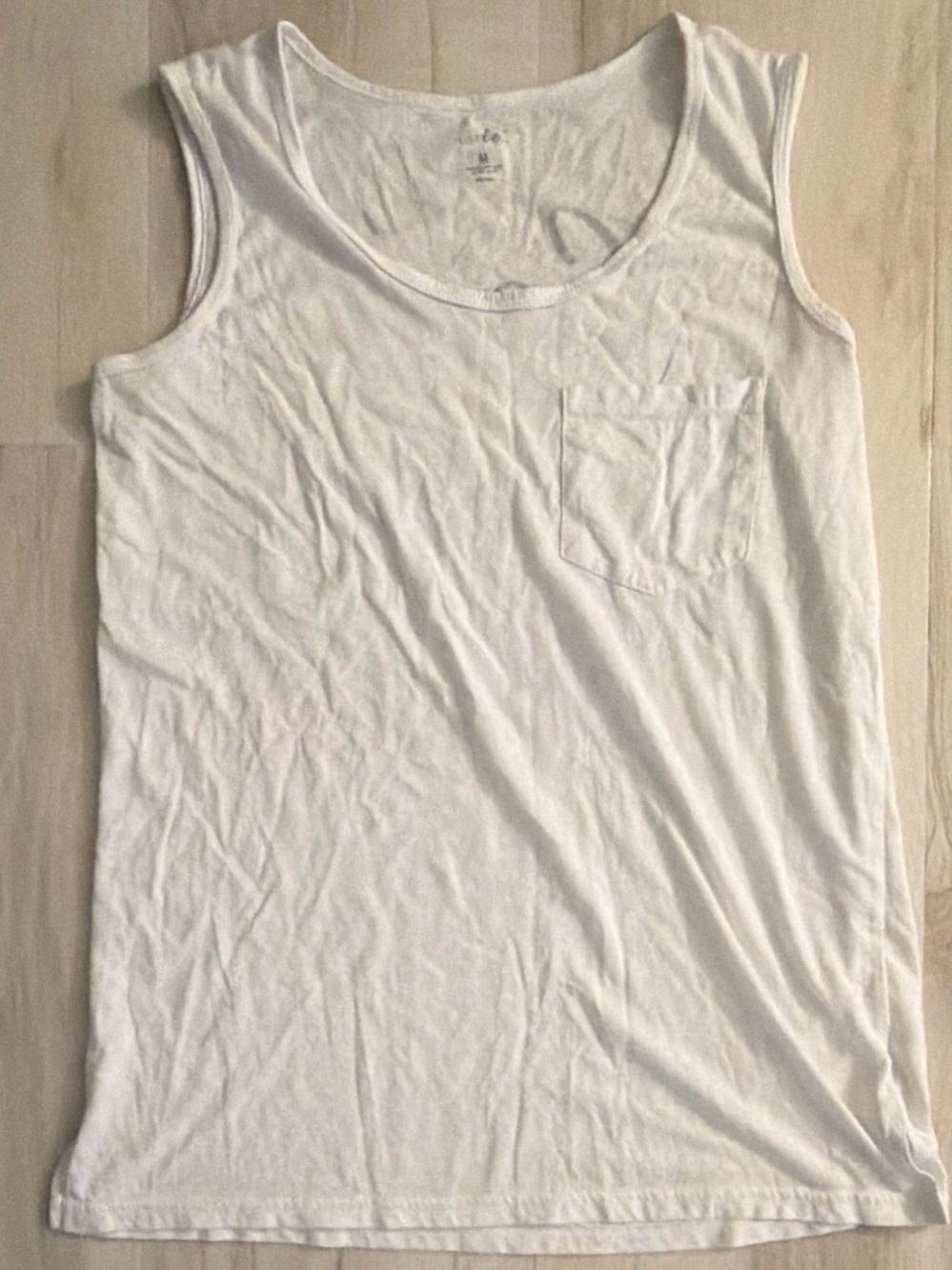 just be White Scoop Neck Tank with Cactus Print